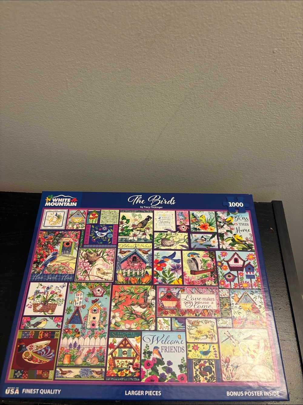 White Mountain The Birds Puzzle - Blue, Pink, Green, Yellow